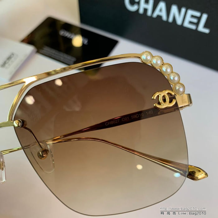 CHANEL香奈兒 8027 經典珍珠款 2019秋夏新款 大方框 糖果色 太陽鏡  lly1602